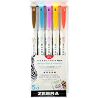 Los mejores  - Zebra Mildliner Double Ended Brush Pen &amp- Marker 5-Pkg-Warm